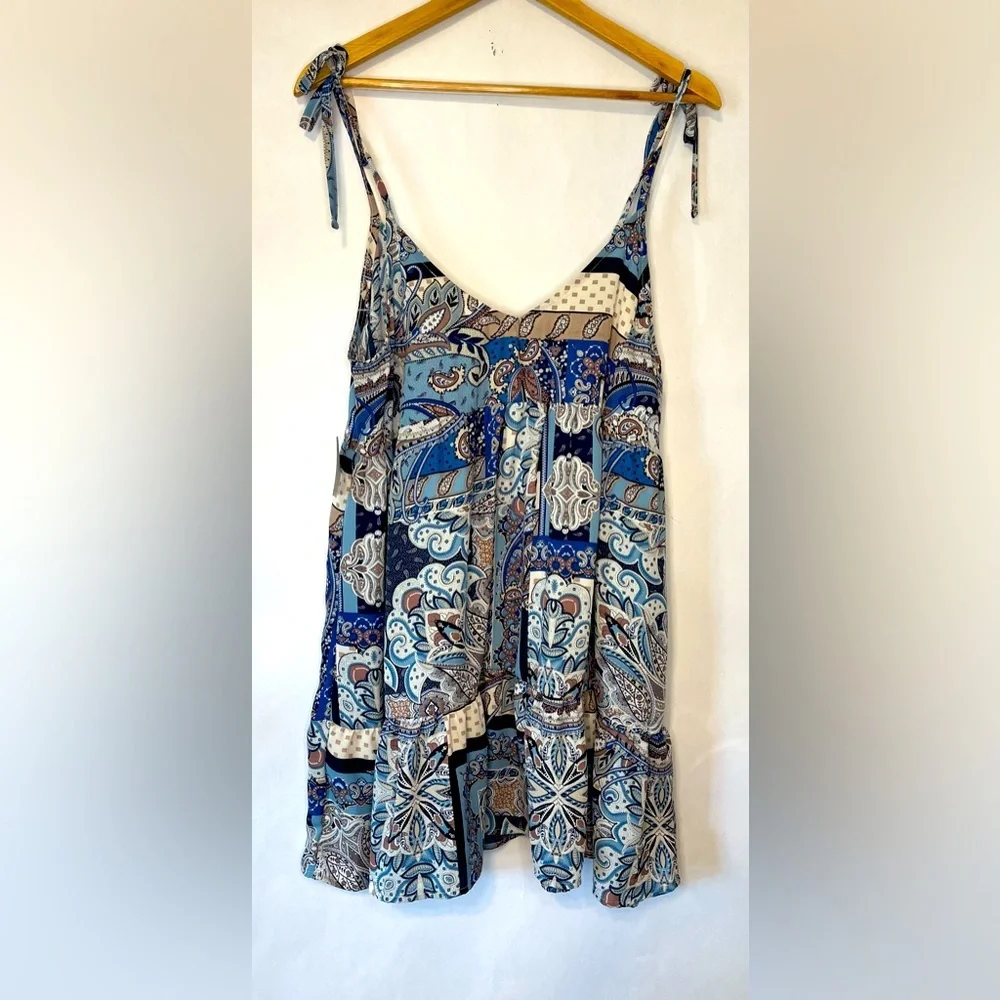 Wanderlux Blue Paisley Women's Boho Breezy Sundress Women’s Size M - Picture 2 of 3